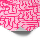 Abstraktes Zeilenmuster Preppy Pink Poster (Ecke)