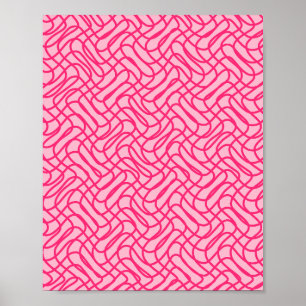 Abstraktes Zeilenmuster Preppy Pink Poster