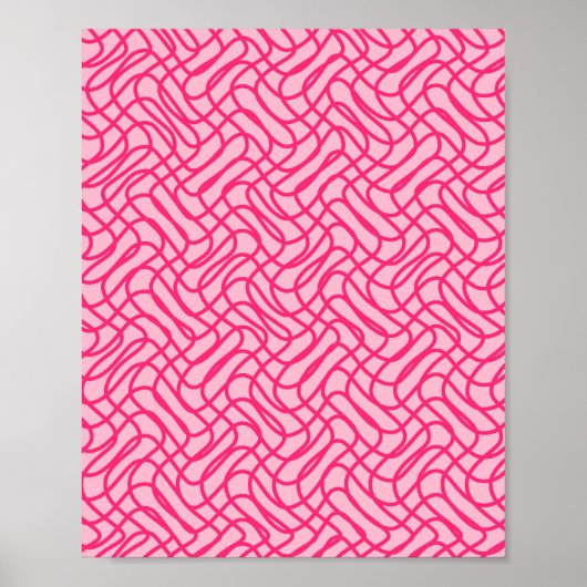 Abstraktes Zeilenmuster Preppy Pink Poster (Vorne)