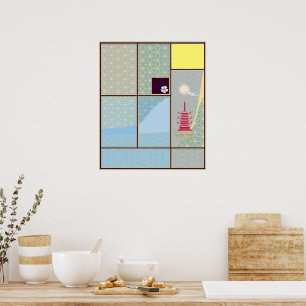 Abstraktes Zen-Kimono-Muster Poster