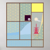 Abstraktes Zen-Kimono-Muster Poster (Vorne)