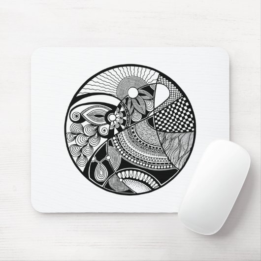 Abstraktes Zendala auf Kreis Mousepad (Mit Mouse)