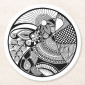 Abstraktes Zendala auf Kreis Runder Pappuntersetzer (Vorderseite)