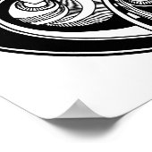 Abstraktes Zendala in Schwarzweiß im Kreis 2 Poster (Ecke)