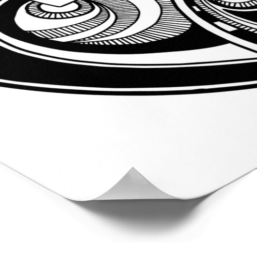 Abstraktes Zendala in Schwarzweiß im Kreis 2 Poster (Ecke)