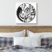 Abstraktes Zendala in Schwarzweiß im Kreis 6 Leinwanddruck (Insitu (Schlafzimmer))