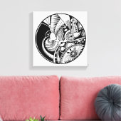 Abstraktes Zendala in Schwarzweiß im Kreis 6 Leinwanddruck (Insitu (Wohnzimmer))