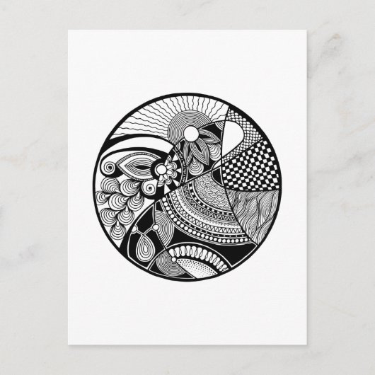 Abstraktes Zendala on Circle Postkarte (Vorderseite)
