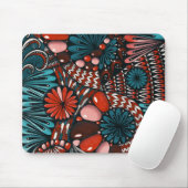 Abstraktes Zentangle Teal- und Korallenrotes Mausp Mousepad (Mit Mouse)
