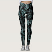 Abstraktes zerbrochenes Glas Blaues Muster Leggings (Vorderseite)