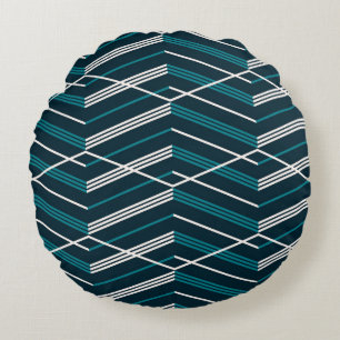 Abstraktes Zick-Zack: elegant Vintag geometrisch. Rundes Kissen