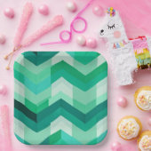 Abstraktes Zickzack Muster bei Grüntönen Pappteller (Party)