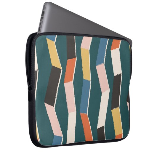 Abstraktes Zickzack-nahtloses Muster, handgemalt Laptopschutzhülle (Vorne Rechts)