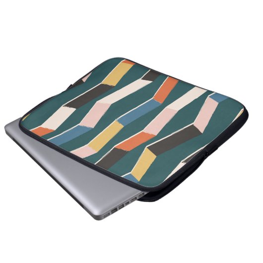 Abstraktes Zickzack-nahtloses Muster, handgemalt Laptopschutzhülle (Vorne Knopf)