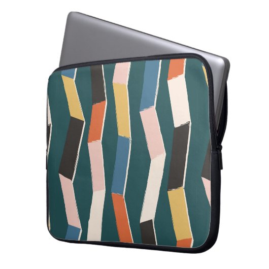 Abstraktes Zickzack-nahtloses Muster, handgemalt Laptopschutzhülle (Vorderseite Links)