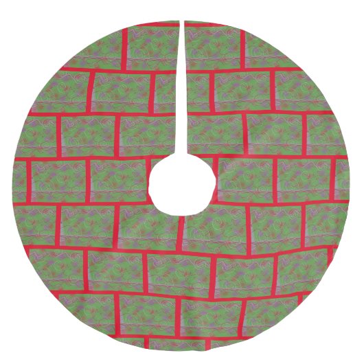 Abstraktes Ziegelstein-Design Polyester Weihnachtsbaumdecke (Vorderseite)