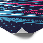 Abstraktes Zigzag-Design in Cyan & Bright Pink Poster (Ecke)