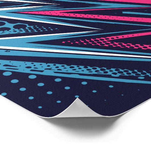 Abstraktes Zigzag-Design in Cyan & Bright Pink Poster (Ecke)