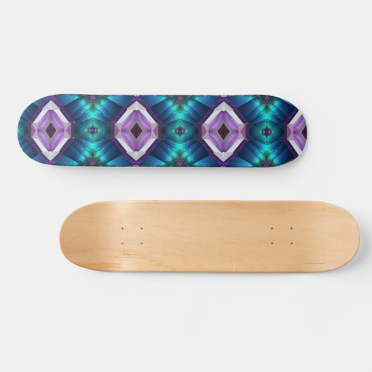 Abstraktes Zigzag Muster Geometric Kaleidoskop Gem Skateboard (Horizontal)