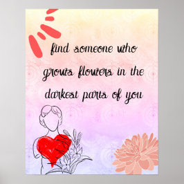 Abstraktes Zitat der modernen Blume Kunst und Lieb Poster