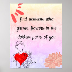 Abstraktes Zitat der modernen Blume Kunst und Lieb Poster
