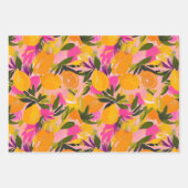 ABSTRAKTES ZITRUS- UND BLUMENDEKORATIONSPAPIER SET GESCHENKPAPIER SET (Vorderseite 3)