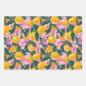 ABSTRAKTES ZITRUS- UND BLUMENDEKORATIONSPAPIER SET GESCHENKPAPIER SET (Vorderseite 2)