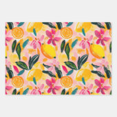ABSTRAKTES ZITRUS- UND BLUMENDEKORATIONSPAPIER SET GESCHENKPAPIER SET (Vorderseite)