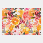 ABSTRAKTES ZITRUS- UND BLUMENDEKORATIONSPAPIER SET GESCHENKPAPIER SET (Vorderseite 3)