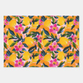 ABSTRAKTES ZITRUS- UND BLUMENDEKORATIONSPAPIER SET GESCHENKPAPIER SET (Vorderseite 3)