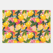 ABSTRAKTES ZITRUS- UND BLUMENDEKORATIONSPAPIER SET GESCHENKPAPIER SET (Vorderseite 2)