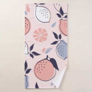 Abstraktes Zitrusmuster von Zitronen und Orangen i Badehandtuch