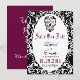 Abstraktes Zucker-Schädel-Gotik-Save-the-Date 4,5x Einladung