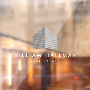 Abstraktes Zuhause-Logo, grau/weiß Fensteraufkleber