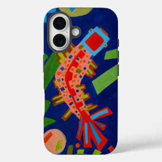 Abstraktion, Fisch, Karpfen, Kubismus, iPhone 16 Hülle
