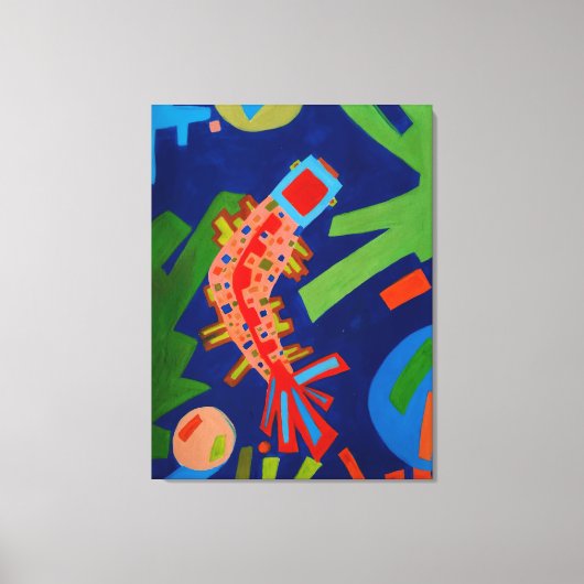 Abstraktion, Fisch, Karpfen, Kubismus, Leinwanddruck (Vorderseite)