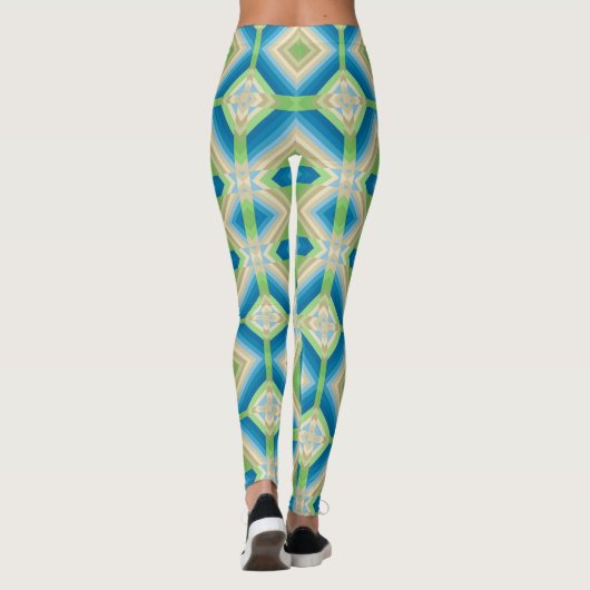 Abstraktion geometrische Formen blau-grün-weißes E Leggings (Rückseite)