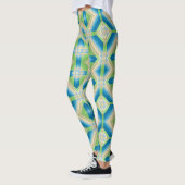 Abstraktion geometrische Formen blau-grün-weißes E Leggings (Links)
