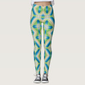 Abstraktion geometrische Formen blau-grün-weißes E Leggings (Vorderseite)