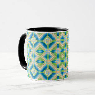Abstraktion geometrische Formen blau-grün-weißes E Tasse