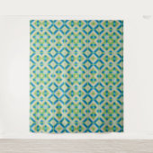 Abstraktion geometrische Formen blau-grün-weißes E Wandteppich (Vorderseite)