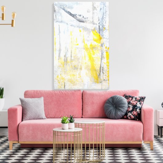 'Abstraktion' Graue und gelbe Leinwand (Insitu (Wohnzimmer))