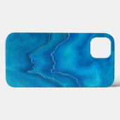Abstraktion mit blauem und Aquamarinem Marmorboden Case-Mate iPhone Hülle (Rückseite (Horizontal))