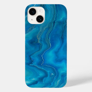 Abstraktion mit blauem und Aquamarinem Marmorboden Case-Mate iPhone 14 Hülle