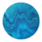 Abstraktion mit blauem und Aquamarinem Marmorboden Keramikknauf (Vorderseite)