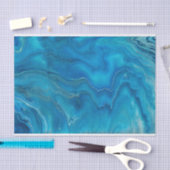 Abstraktion mit blauem und Aquamarinem Marmorboden Seidenpapier (Handwerk)