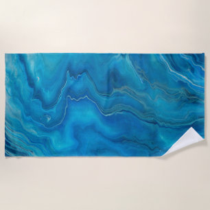 Abstraktion mit blauem und Aquamarinem Marmorboden Strandtuch