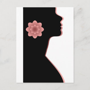 Abstraktion Silhouette Schöne Frau schwarz rot Postkarte