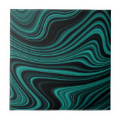 Abstraktion von Black & Emerald Wavy Fliese (Vorderseite)