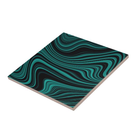 Abstraktion von Black & Emerald Wavy Fliese (Seite)